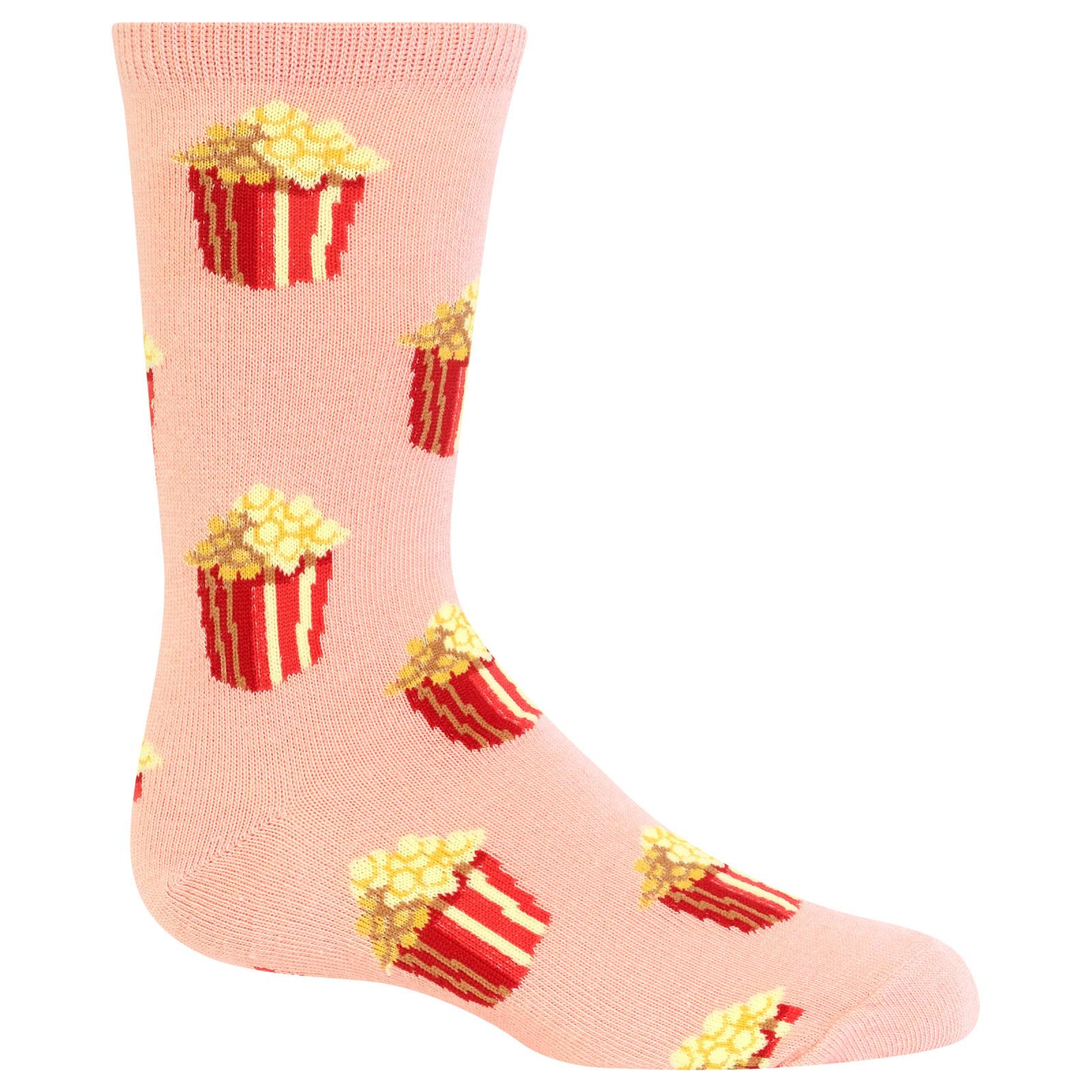 Hot Sox Kids Popcorn Crew Socks, 13 - 3 Medium/Large Youth, Blush